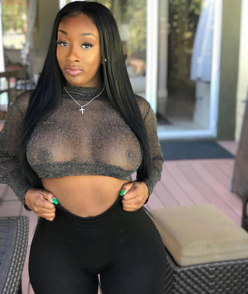 black Instagram star Nina The Elite in sheer top